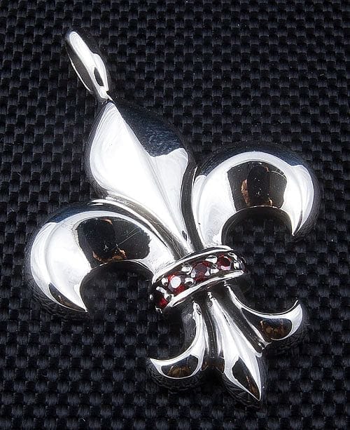 Red Garnet Fleur De Lis Sterling Silver Pendant Necklace - Elegant Jewelry Gift for Women, Perfect for Weddings, Anniversaries & Special Occasions