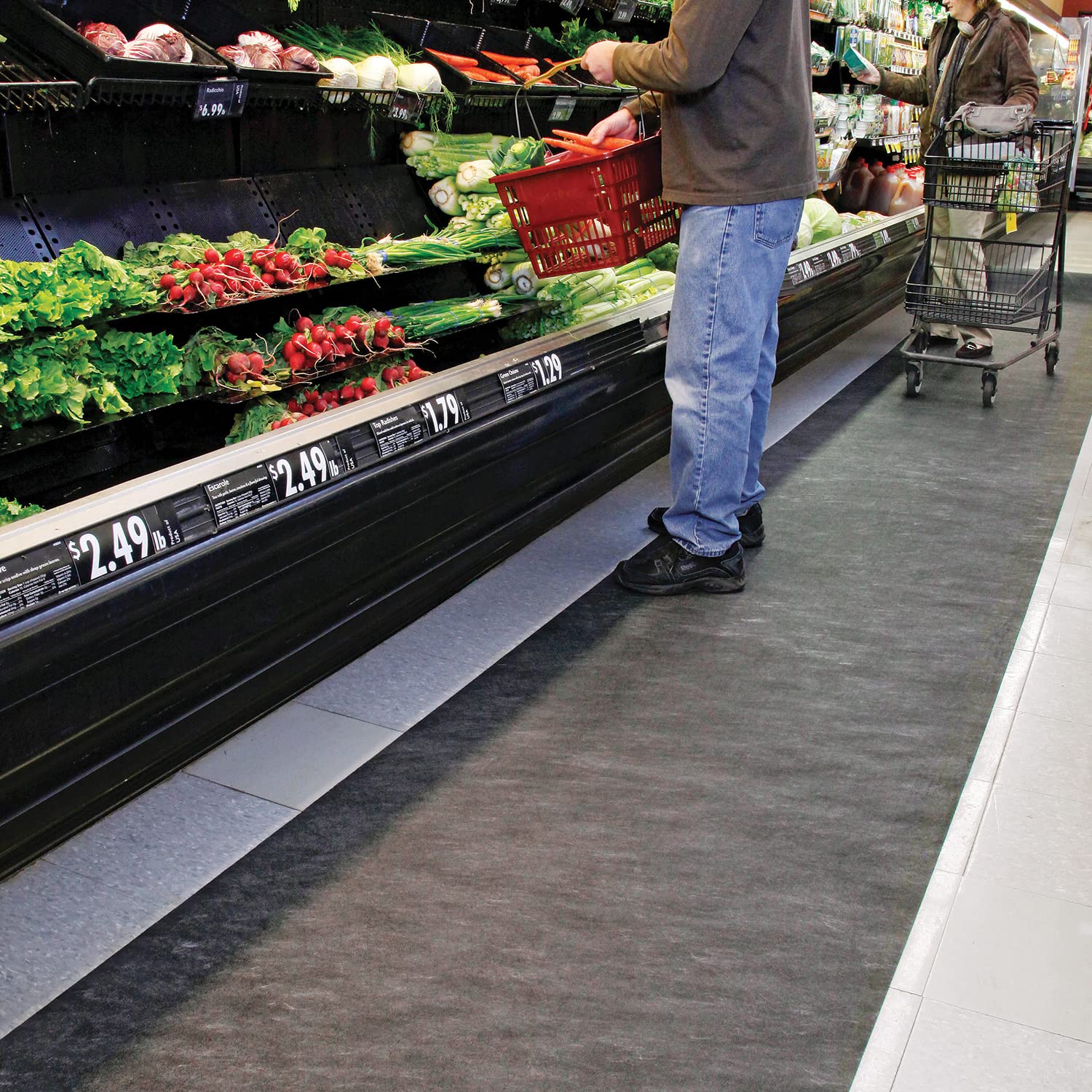 GRP36201-GY Non-Slip Industrial Floor Mat with Adhesive Backing | 3' x 50' Gray Entrance Mat Runner for Warehouses, Factories & High-Traffic Areas | Durable Safety Mat for Wet & Oily Floors