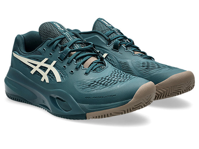 ASICS Men's Gel Resolution X Clay/Padel Tennis Shoes - Saxon Green/Birch | High-Performance Court Shoes for Clay & Padel Courts | Perfect for Competitive Play & Training