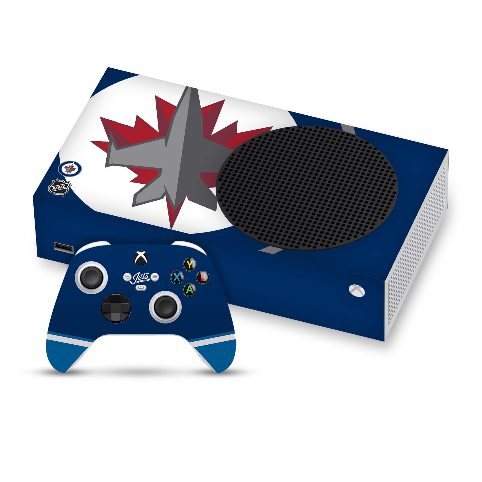 Officially Licensed NHL Winnipeg Jets Vinyl Sticker Gaming Skin Decal for Xbox Series S Console & Controller Bundle - Durable Protective Cover for Gamers & Hockey Fans - Perfect for Gaming Setups & Sports Themed Rooms