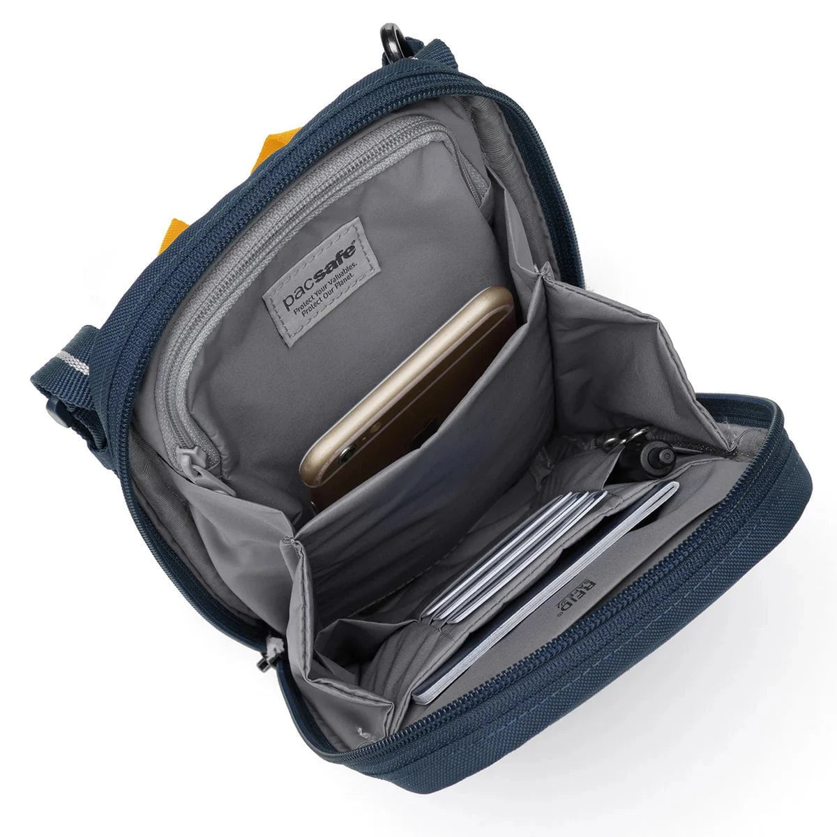 Pacsafe RFIDsafe™ RFID Blocking Anti-Theft Crossbody Bag - Secure Travel & Everyday Use for Credit Cards, Passport & Personal Items