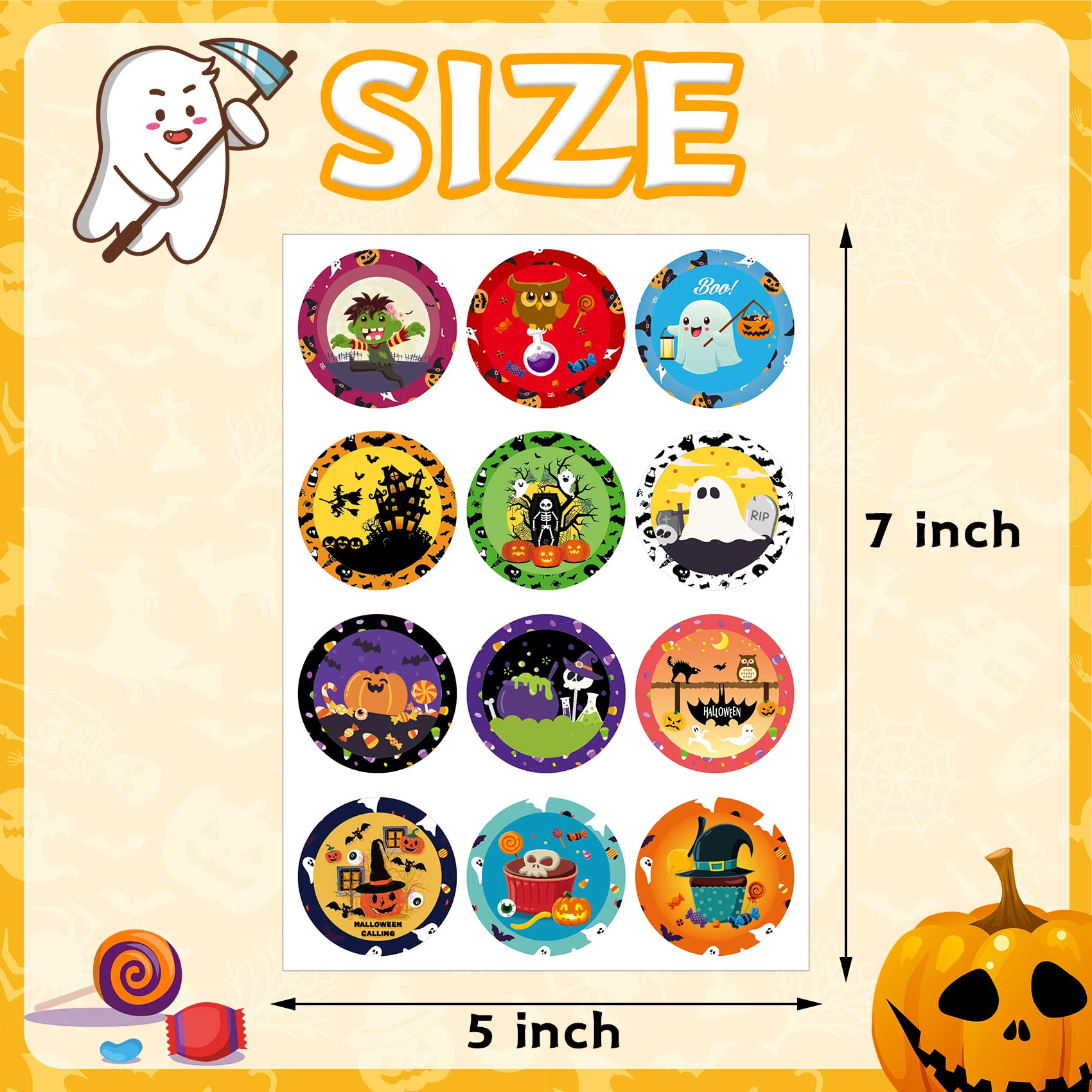 408PCS Halloween Stickers Bulk - Cute Round Pumpkin Stickers for Kids, Party Favors, Envelopes & DIY Crafts | Perfect for Halloween Decorations, School Projects & Scrapbooking