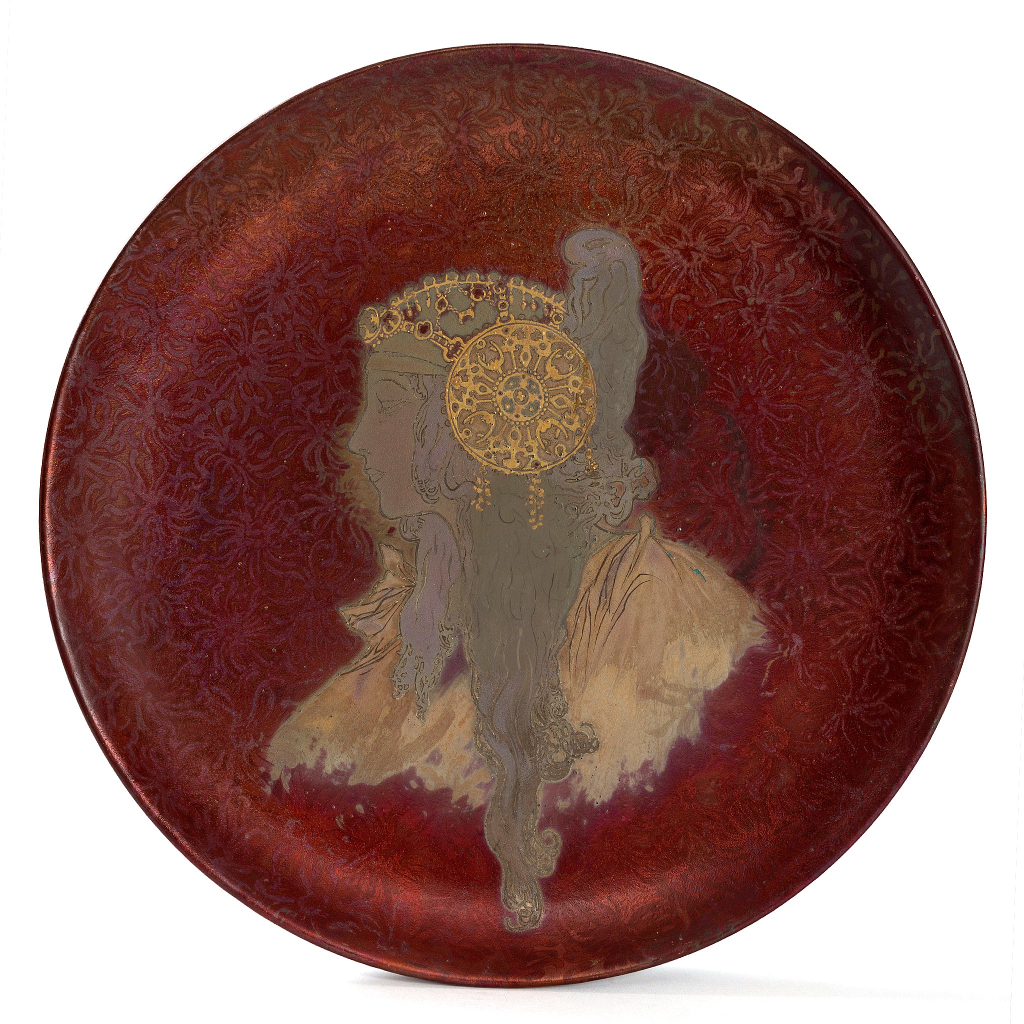Clément Massier Byzantine Woman Decorative Ceramic Charger Plate - Elegant Wall Art & Table Centerpiece for Dining Room, Living Room Decor