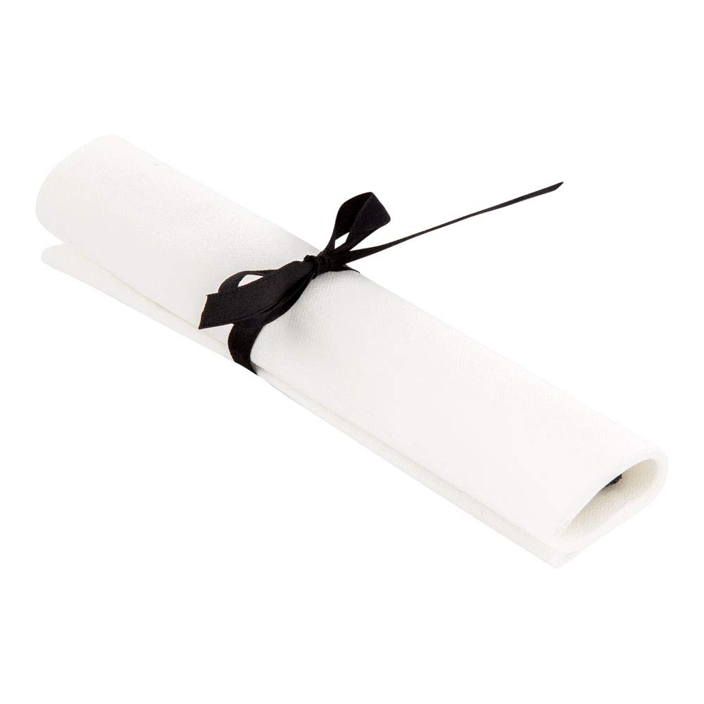 Restaurantware 7.3 x 2 Inch Plastic Cutlery Sets - 100-Piece Disposable Flatware with White Napkins & Black Ribbon - Perfect for Parties, Catering, Takeout & Outdoor Events