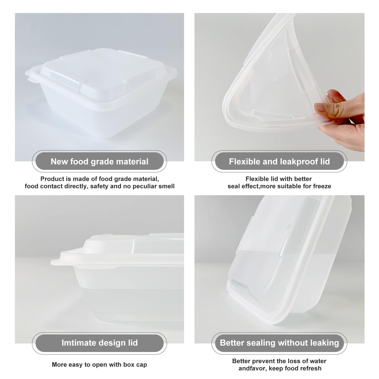 15-Pack 22oz BPA-Free Plastic Food Storage Containers with Lids - Reusable Freezer, Meal Prep & Lunch Containers for Salad, Deli & Bento Box - Perfect for Meal Prepping, Leftovers & Office Lunches