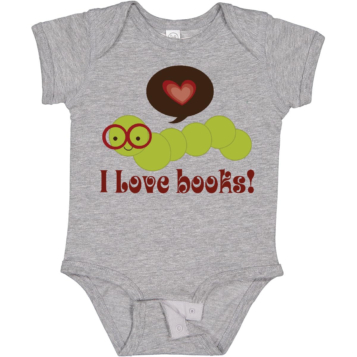 Inktastic I Love Books Bookworm Baby Bodysuit - Cute Book Lover Onesie for Infants & Toddlers - Perfect Gift for Baby Showers, Birthdays & Library Visits