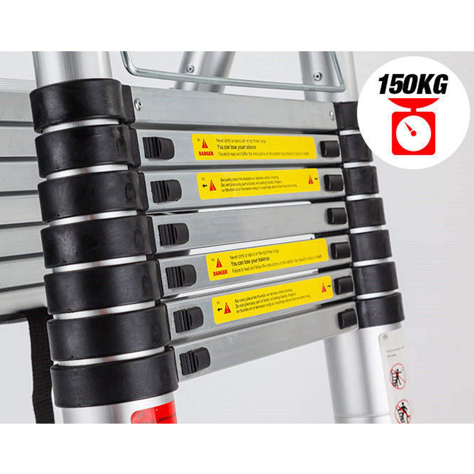 Heavy Duty Telescoping Ladder 16.5 FT Aluminum Extension Ladder - 330 LB Capacity A-Frame Folding Step Ladder for Home, Roof, Construction & Outdoor Use - Perfect for DIY Projects, Painting, Maintenance & Office Work