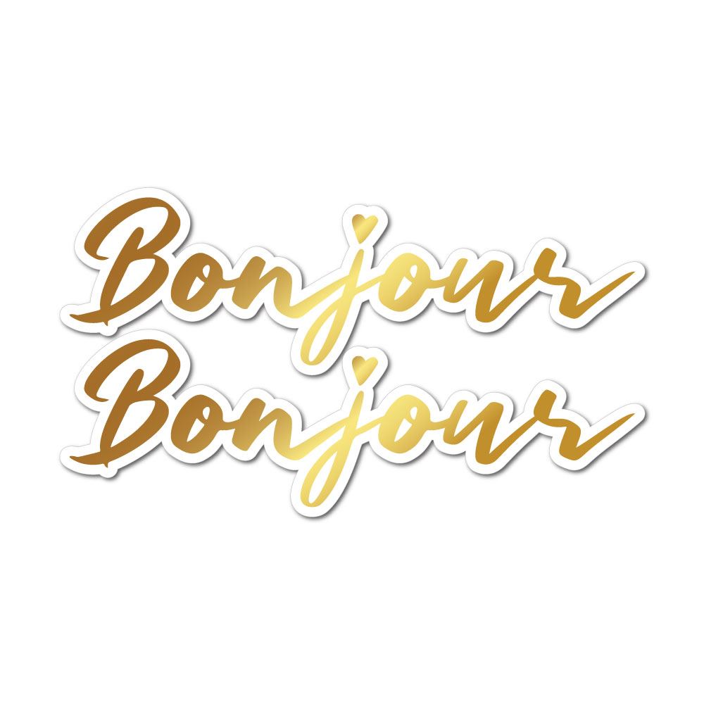 Bonjour Sticker Decal - French Greeting Vinyl Decals for Laptops, Water Bottles & DIY Crafts - Perfect for Home Decor, Scrapbooking & Gift Wrapping