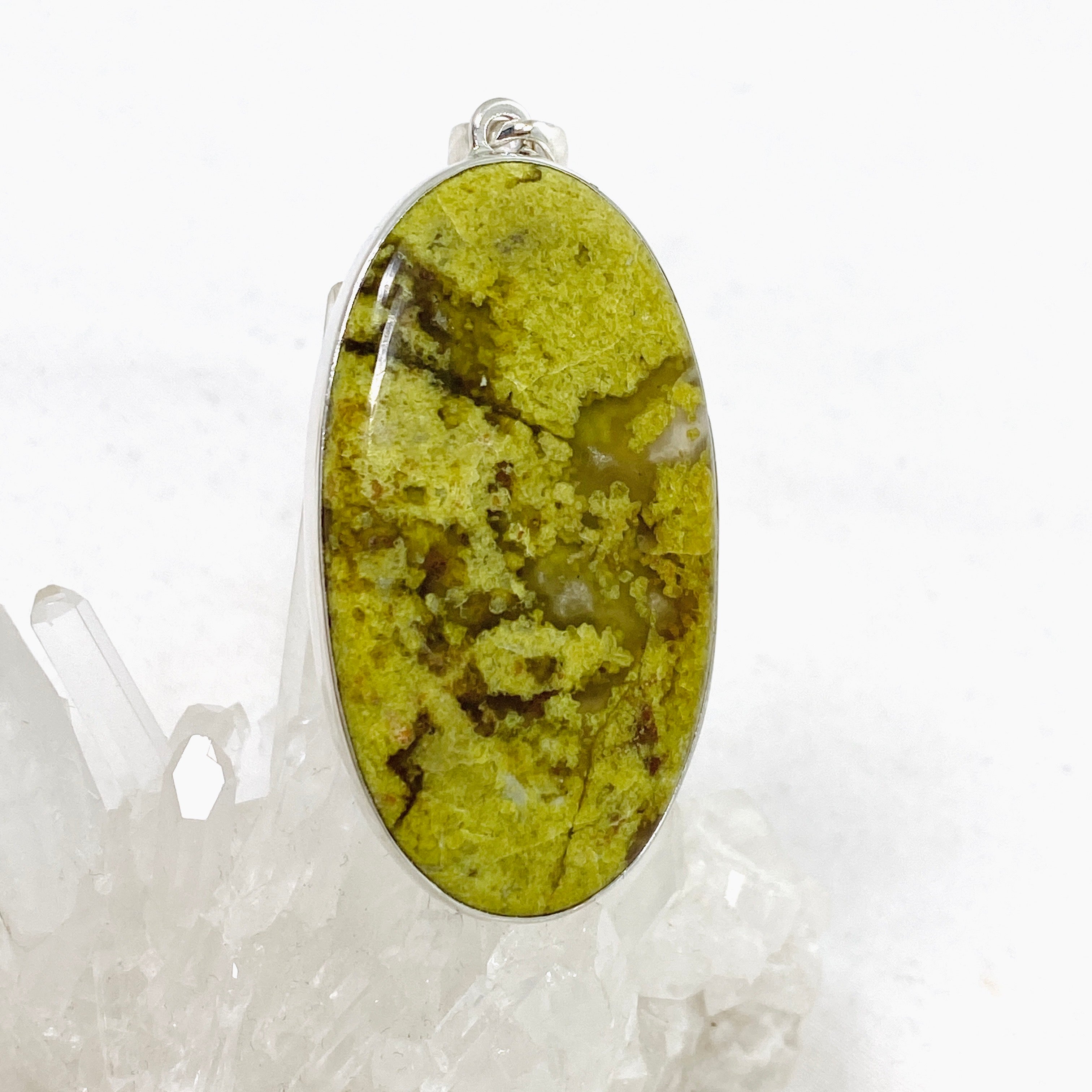 Natural Green Opal (Madagascar) Oval Cabochon Pendant Necklace KPGJ4660 - Perfect for Jewelry Making, Gift Giving & Spiritual Healing