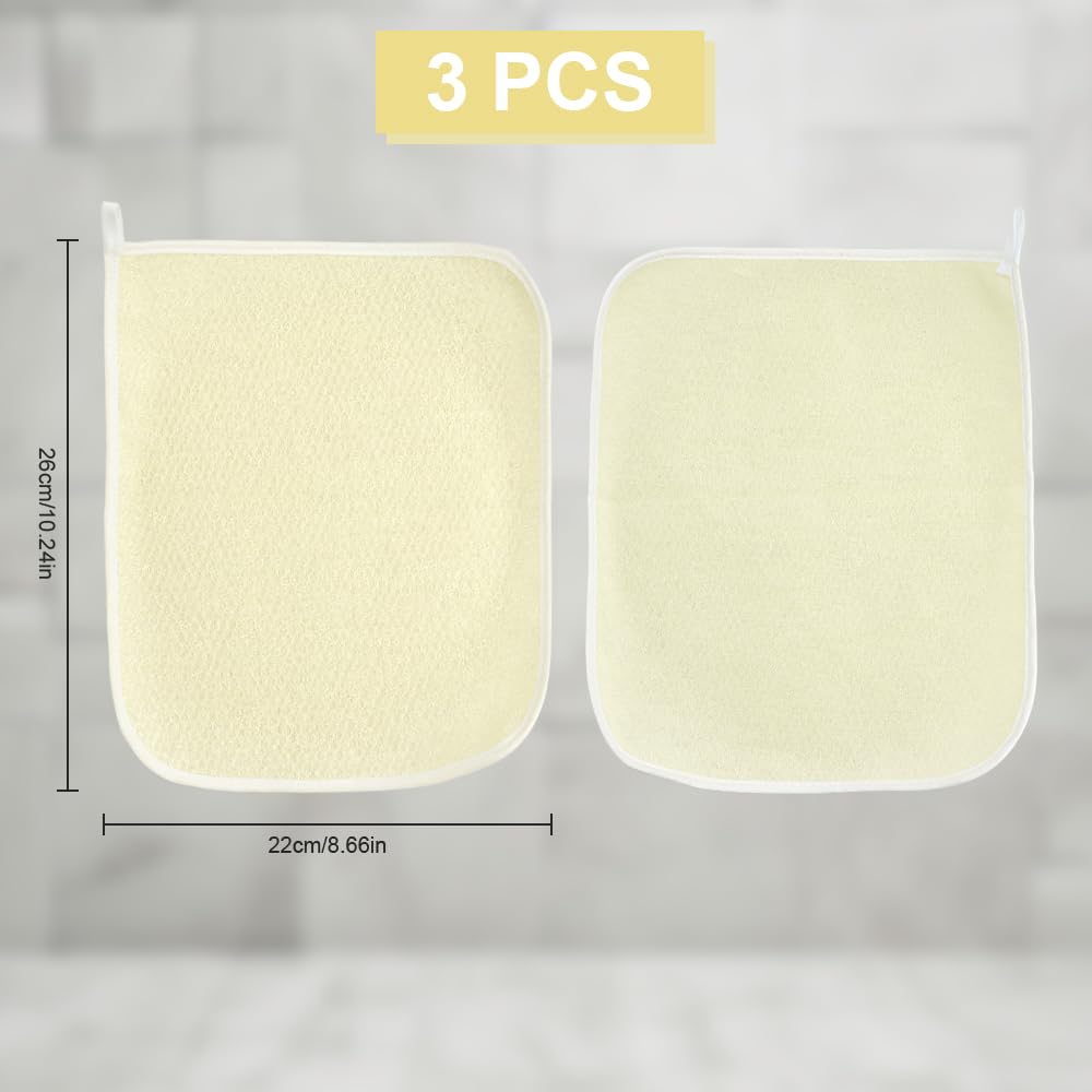 Exfoliating Body Scrubber Wash Cloths - 3 Pack for Face & Body, Loofah Exfoliator Towel & Wash Rags - Perfect for Daily Skincare, Shower & Spa Exfoliation