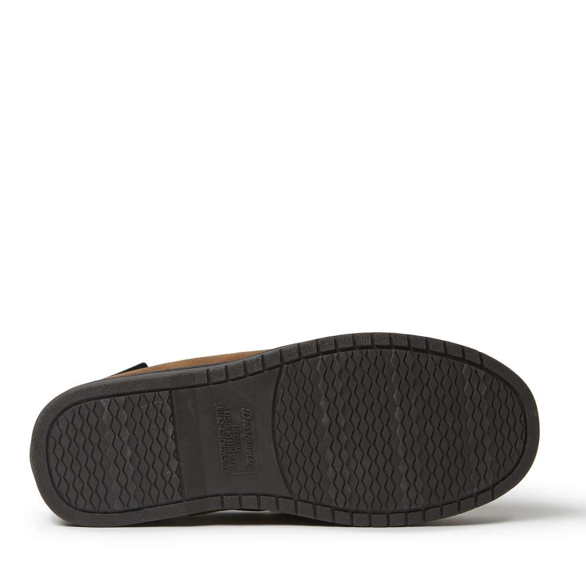 Toby Microsuede Tie Moccasin Slippers for Men - Soft Indoor/Outdoor House Shoes with Comfortable Arch Support - Perfect for Relaxing at Home, Running Errands, or Traveling