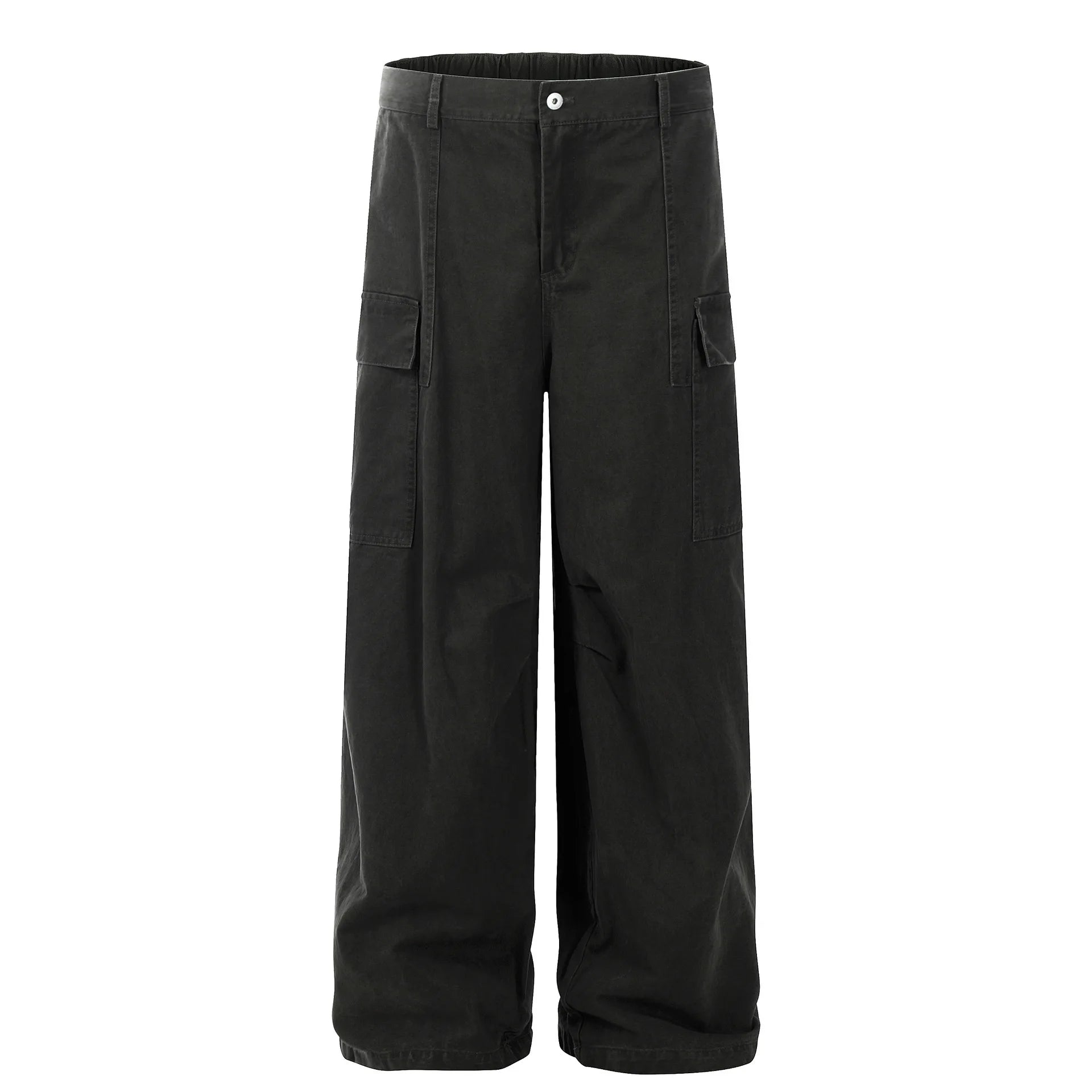 American Style Men's Cargo Pants with Large Pockets - Straight Leg, Half Elastic Waist, Loose Fit Comfortable Trousers for Outdoor Work, Hiking & Casual Wear | Model 9C9250