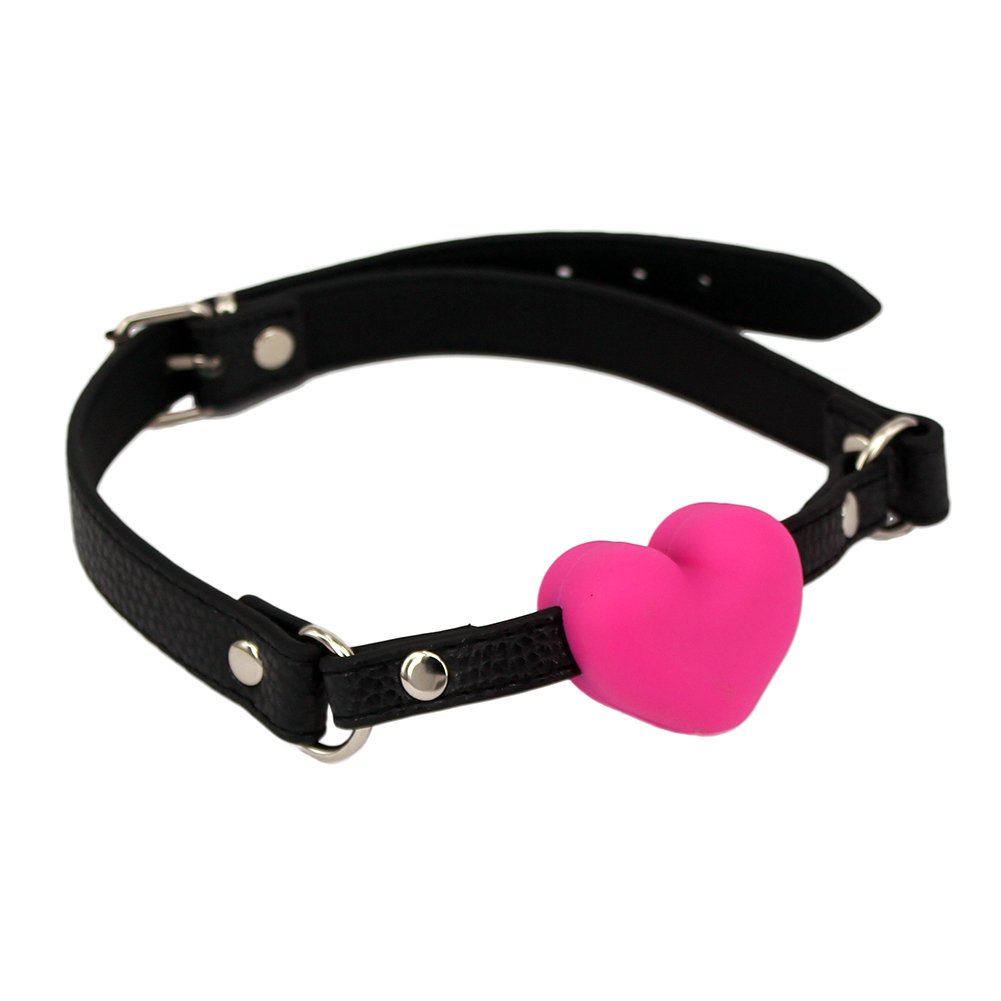 Breathable Silicone Heart Open Locking Mouth Gag with Strap - BDSM Bondage Sex Toy for Beginners, Couples Play & Sensory Exploration
