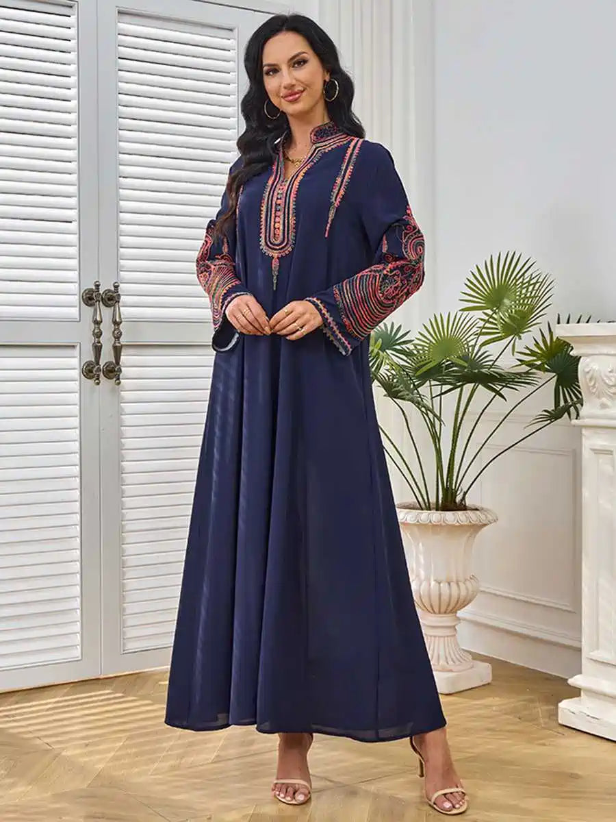 Elegant Eid Dress with Embroidery - Flowy Caftan Kaftan Dress #25233 for Women, Perfect for Eid Celebrations, Weddings, and Special Occasions