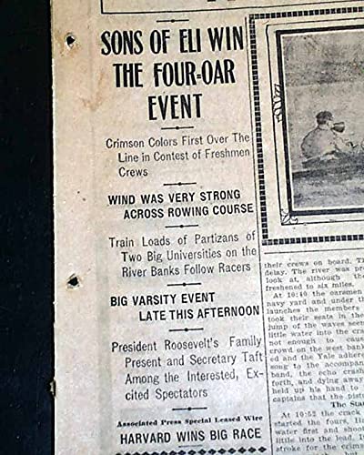 1927 Harvard-Yale Regatta Boat Race Newspaper - Evening Tribune San Diego June 25, 1908 - Historic Rowing Competition on Thames River New London CT - Perfect for Sports Memorabilia Collectors and Rowing Enthusiasts