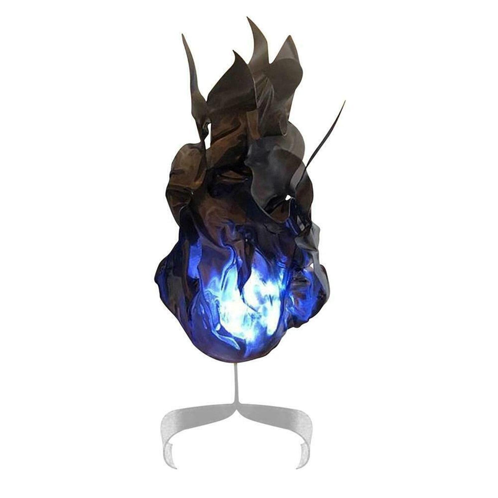 Floating Fireball Prop - LED Illuminated Flame Decoration for Halloween, Cosplay & Role Playing - Spooky Party Decorations (Black) - Perfect for Haunted Houses, Themed Parties & Horror Events