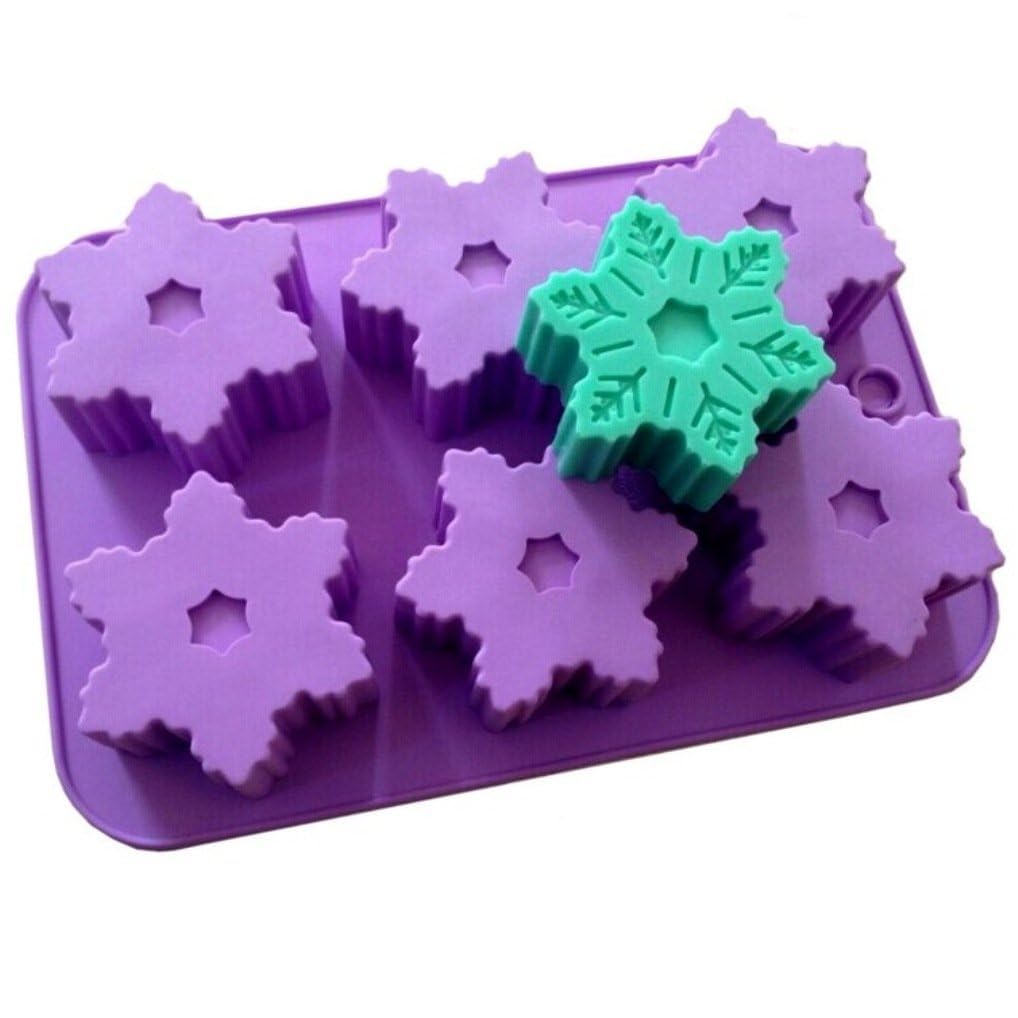 Skytail 6-Cavity Silicone Snowflake Mold - Premium Soap, Candle, Baking, Chocolate & Ice Cube Tray for DIY Crafts - Perfect for Holiday Decor, Homemade Desserts, and Gift Making