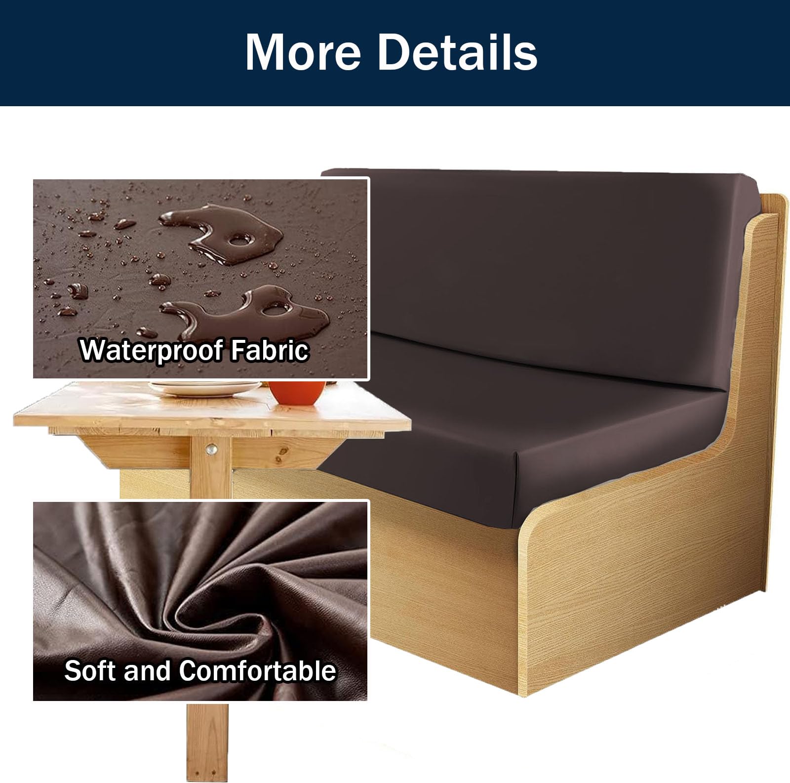 2PCS Waterproof RV Dinette Cushion Covers Set - PU Leather RV Seat Covers for Camper, Car Bench (Brown, 2 Backrest + 2 Bench Covers) - Perfect for RV Travel, Camping & Home Dining Booths