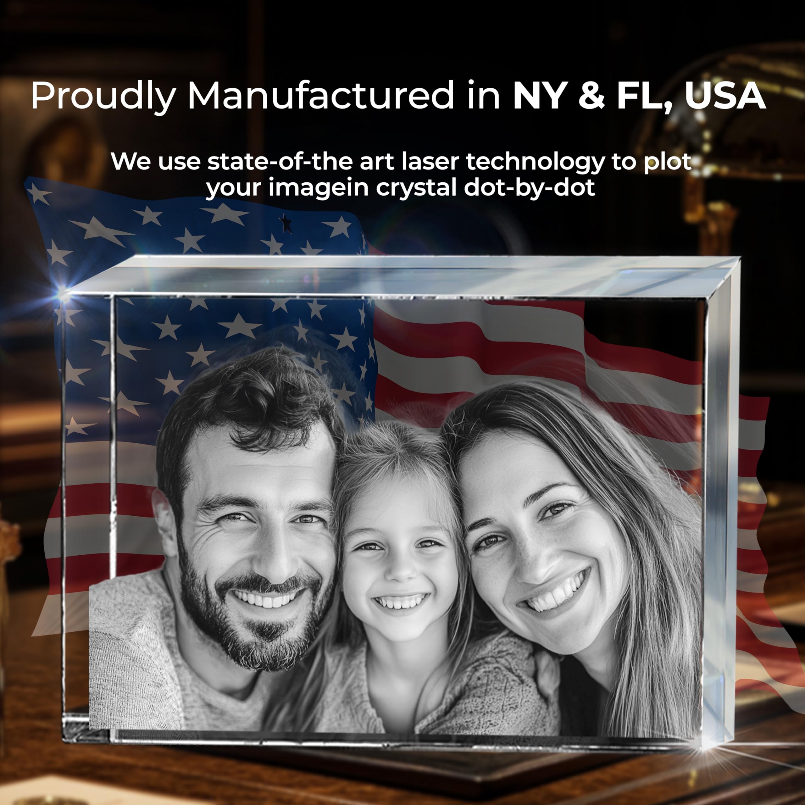 2 Pcs Personalized 3D Crystal Photo Gift for Mom, Women & Wife - Custom Laser Etched Glass Keepsake for Mother's Day, Birthday, Anniversary & Wedding | Perfect Home Decor & Sentimental Present