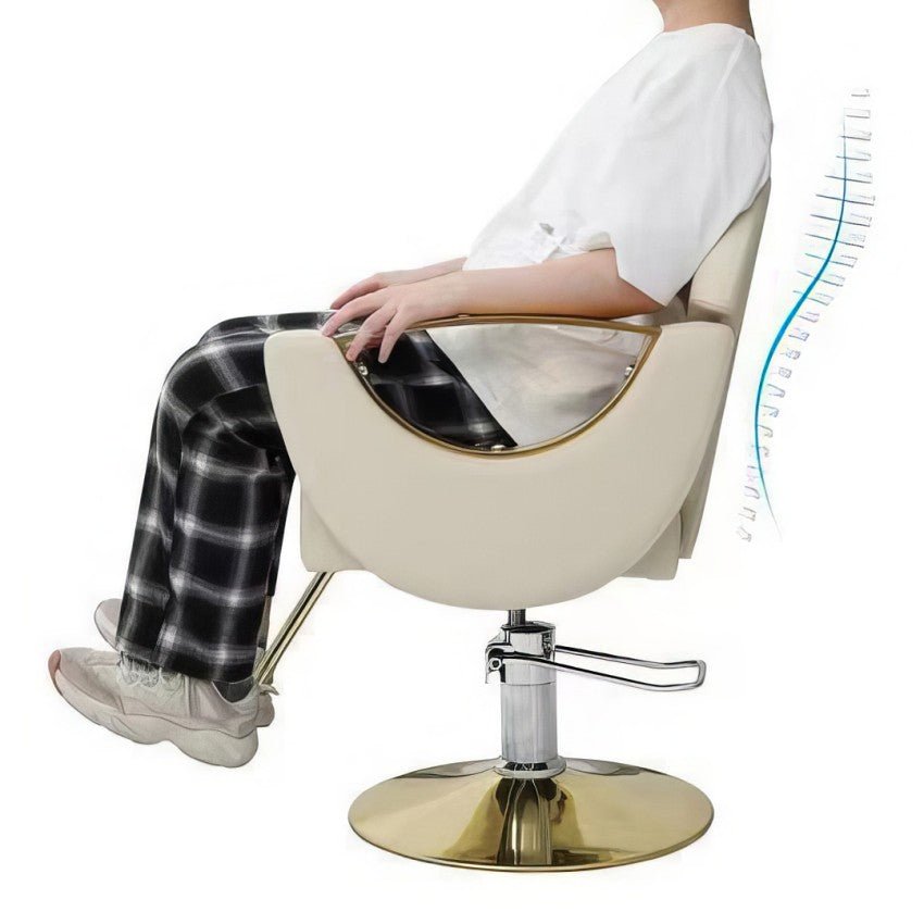 Modern All-Purpose Hydraulic Styling Chair 002 Cream - Adjustable Salon & Home Office Chair for Hairdressers, Makeup Artists & Remote Workers