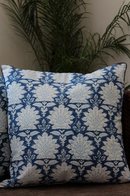 Sootisyahi 'Banuksha' Handblock Printed Cotton Cushion Cover Set - 2 Pack, Bohemian Home Decor, Throw Pillow Covers for Sofa, Bed, Living Room & Outdoor Use
