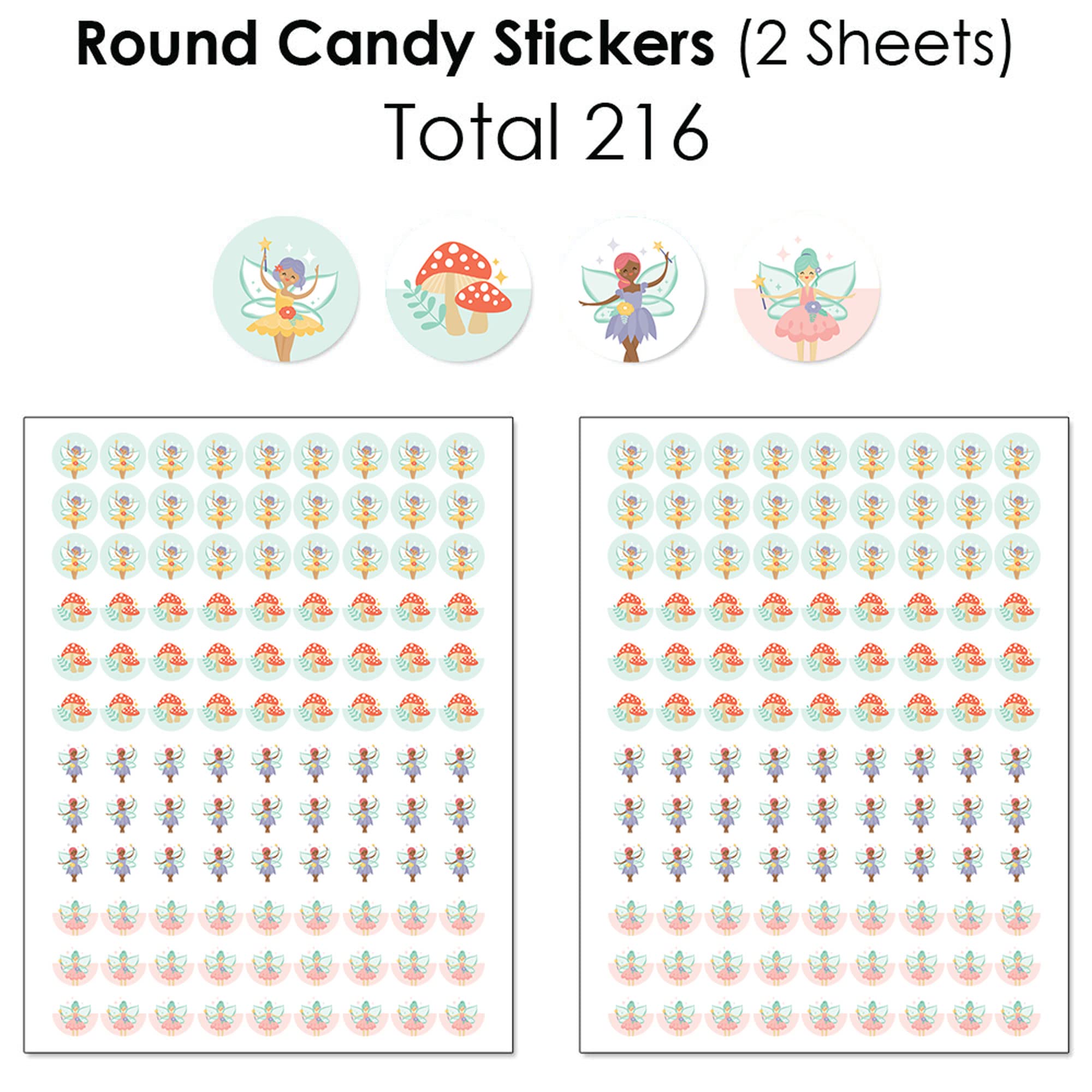Big Dot of Happiness Let’s Be Fairies - 304-Piece Fairy Garden Party Kit with Mini Candy Bar Wrappers, Round Stickers & Circle Stickers - Perfect for Birthday Favors, Baby Showers & DIY Fairy-Themed Decorations