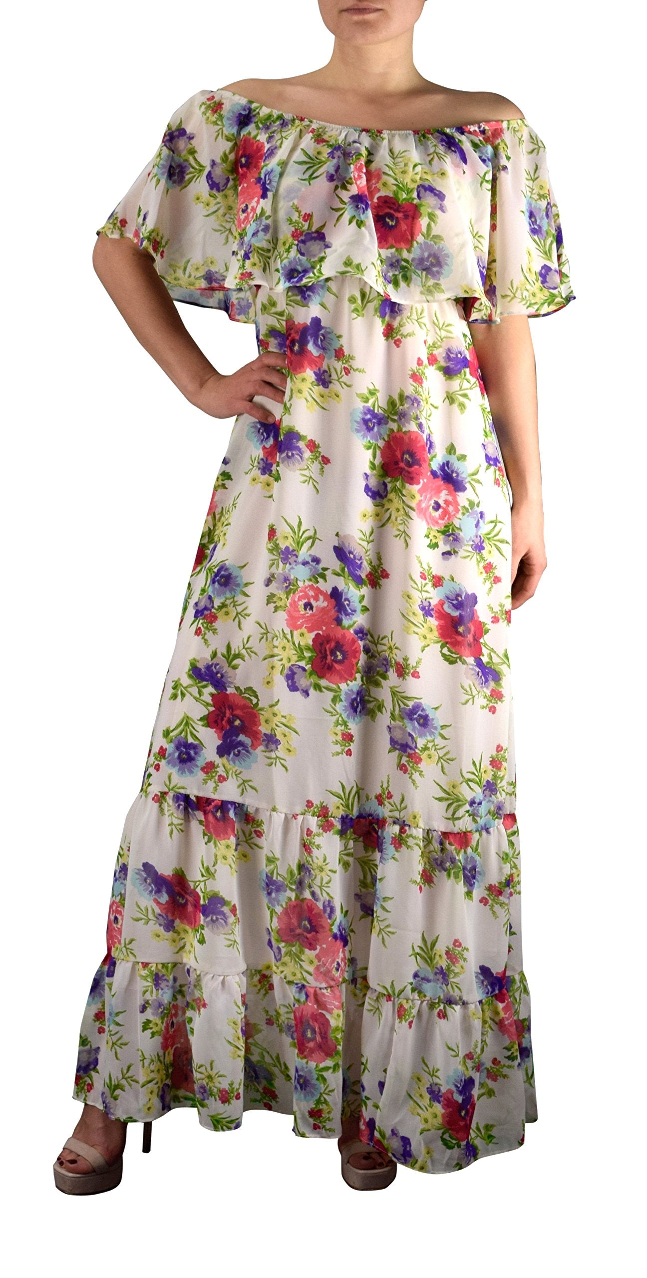 Women's Bohemian Floral Maxi Dress - Vintage Summer Long Dress for Beach, Music Festivals & Casual Outings