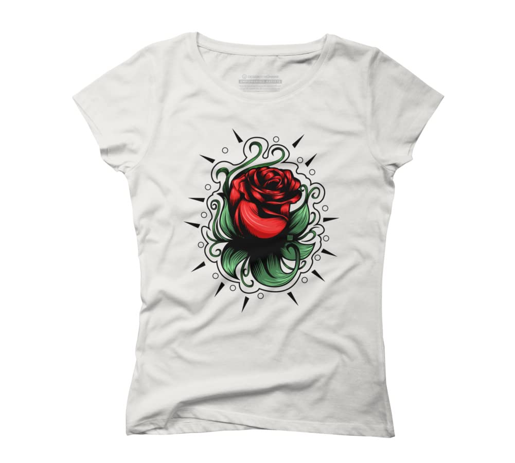 Design By Humans Junior's Amazing Rose by Adamzworld T-Shirt | Trendy Graphic Tee for Teens & Youth | Perfect for Casual Wear, School, and Street Fashion