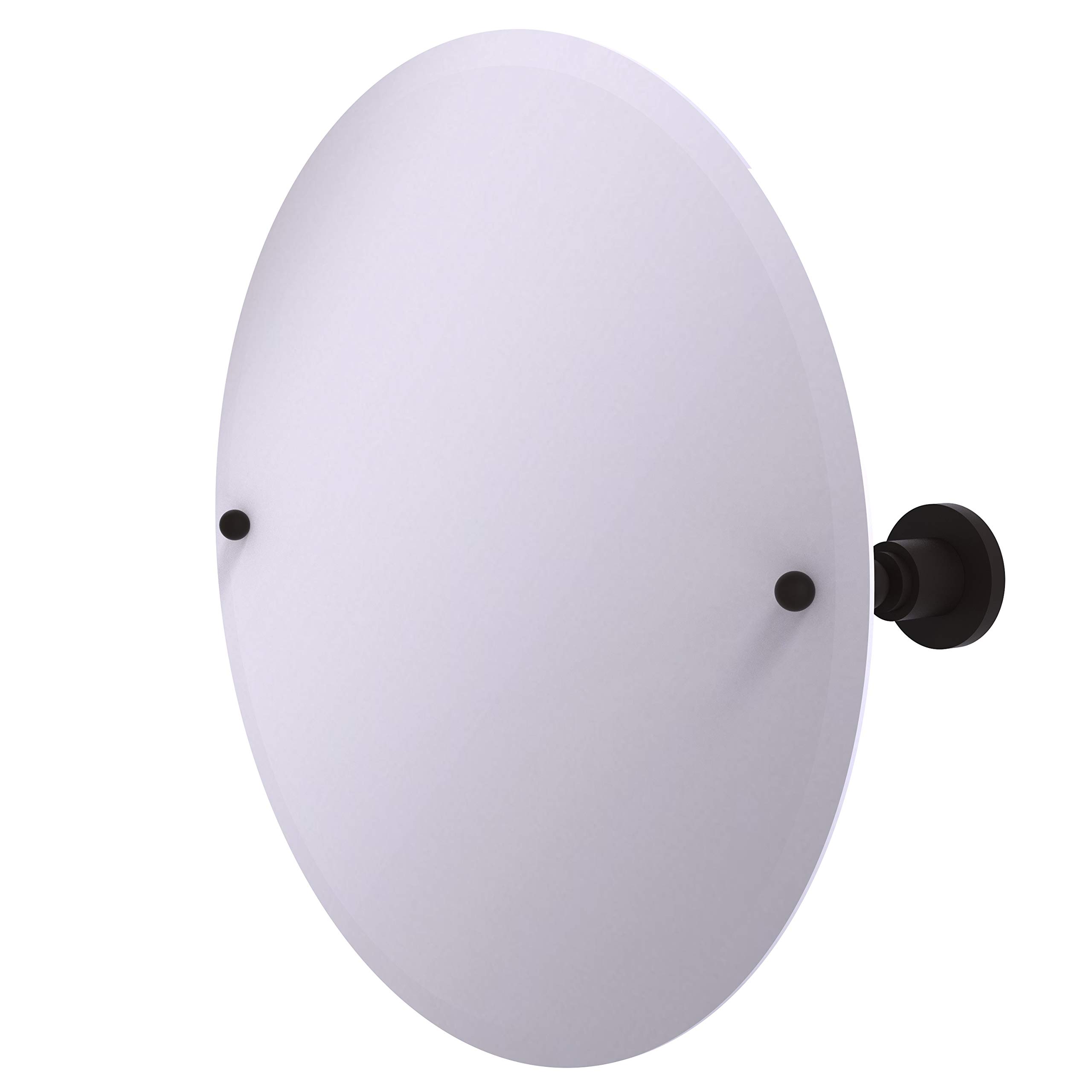 Allied Brass AP-90 Frameless Round Tilt Beveled Edge Wall Mirror in Oil Rubbed Bronze - Perfect for Bathroom, Bedroom, and Entryway Decor