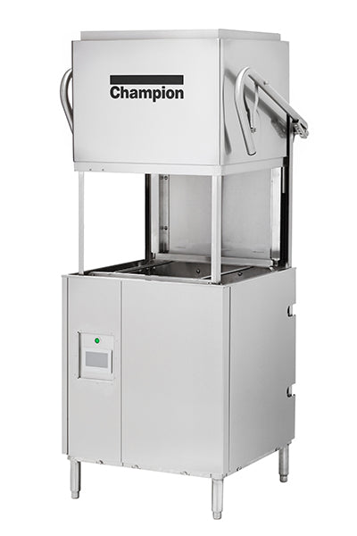 Champion Commercial High-Temperature Door Type Dishwasher with Tall Hood - Booster & Ventless Heat Recovery System - 40 Racks/Hour Capacity - Ideal for Restaurants, Catering Services & Large Kitchens