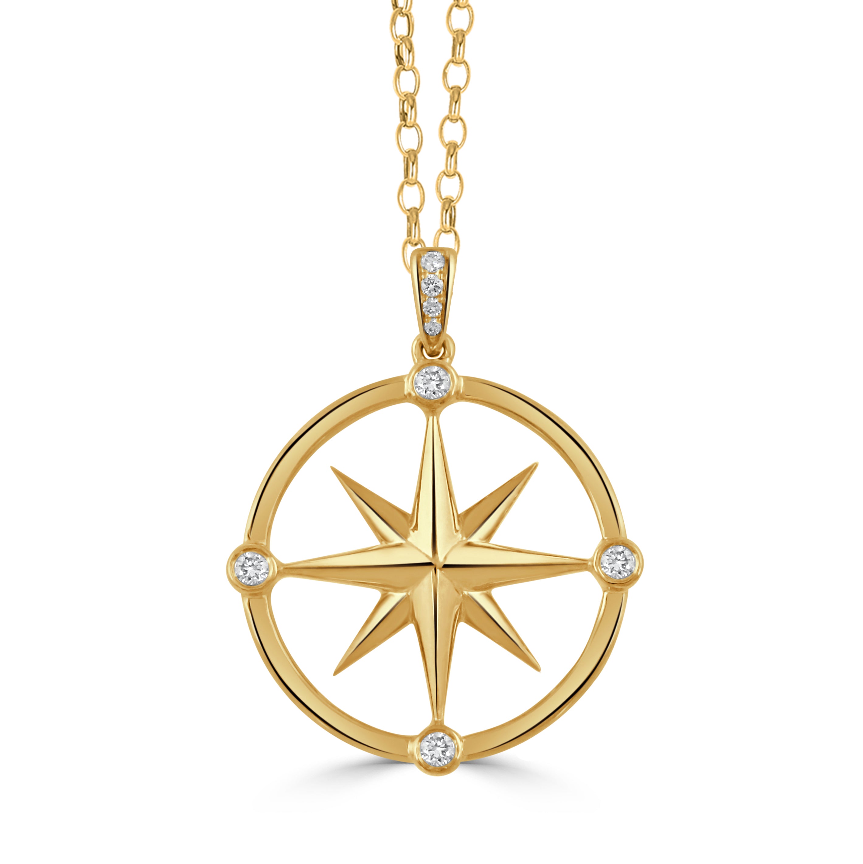 18K Gold Diamond Starburst Compass Rose Pendant Necklace for Women - Elegant Jewelry Gift for Birthday, Anniversary & Special Occasions