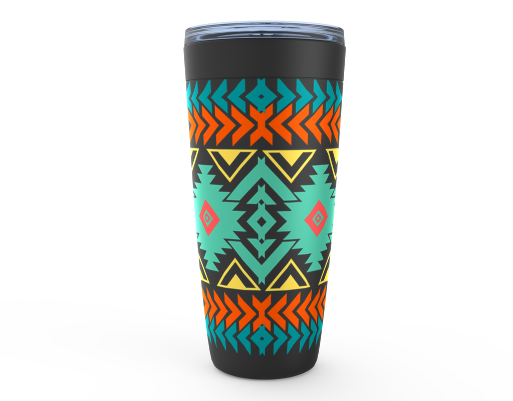 Insulated Travel Mug with Southwestern Aztec Design - Leak-Proof Stainless Steel Tumbler for Coffee, Tea & Cold Drinks | Perfect for Camping, Office & Road Trips