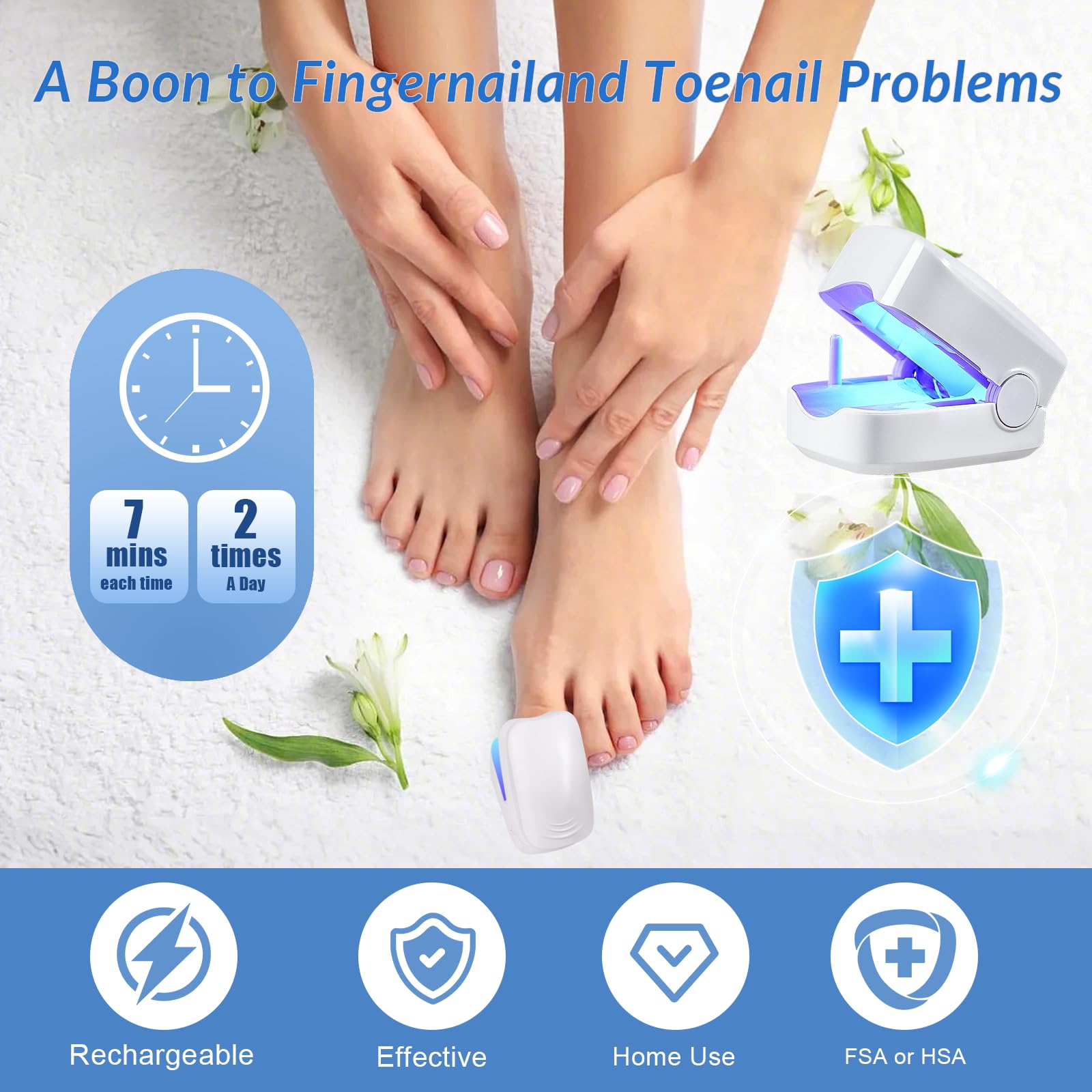 Best Nail Fungus Laser Treatment Device with LED Light - FSA & HSA Eligible for Toenail & Fingernail Fungal Infections - Effective Home Remedy for Healthy Nails