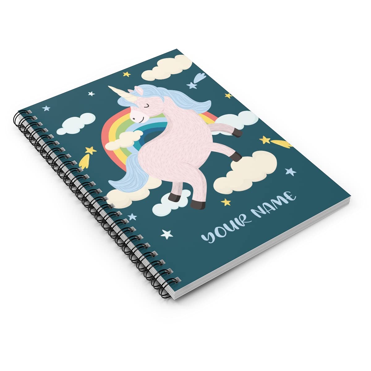 Custom Unicorn Spiral Notebook - Personalized Cute No Worries Design for Kids, Teens, Girls & Women - Perfect School Supplies, Journaling & Gift Idea for Birthdays, Christmas & Back to School