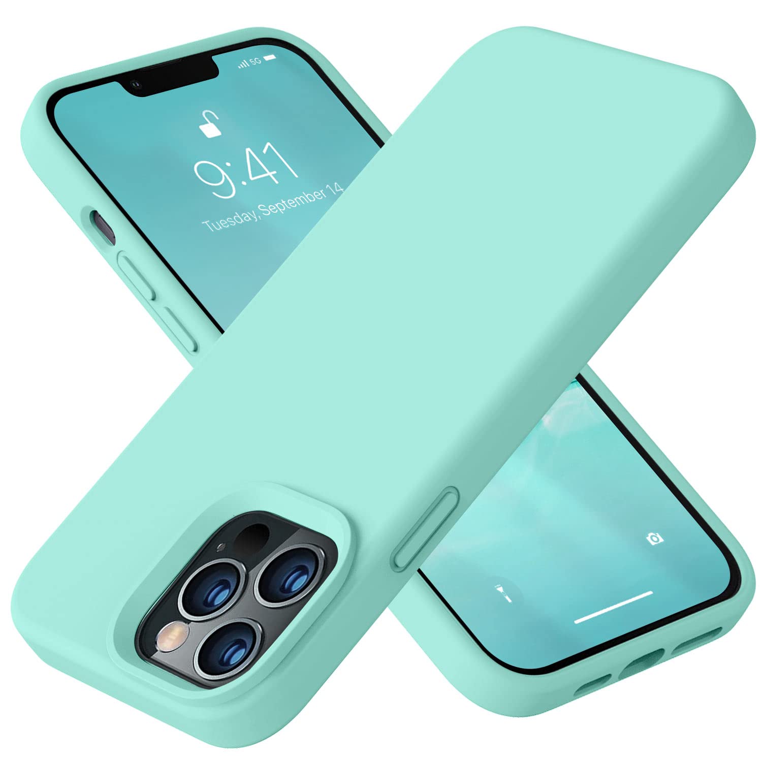 Vooii Liquid Silicone Full Body Protective Case for iPhone 13 Pro Max 6.7 Inch - Anti-Scratch, Soft Microfiber Lining & Camera Protection - Sea Blue | Perfect for Daily Use, Travel & Outdoor Activities