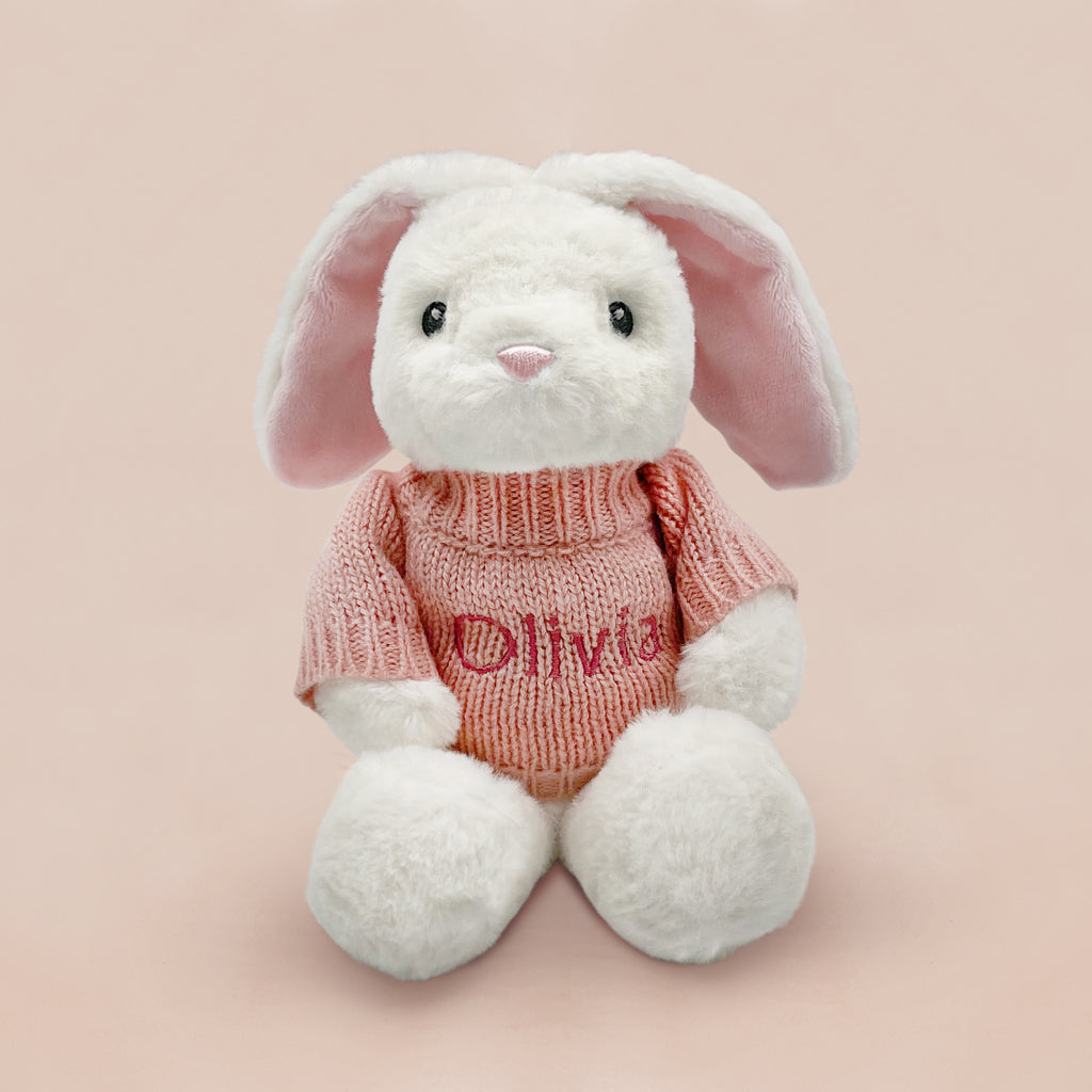 Little Bunny Sleepy Time Hamper - Pink Baby Gift Set with Personalized White Bathrobe for 0-12 Months | Perfect for Newborn Showers & First Birthday Presents