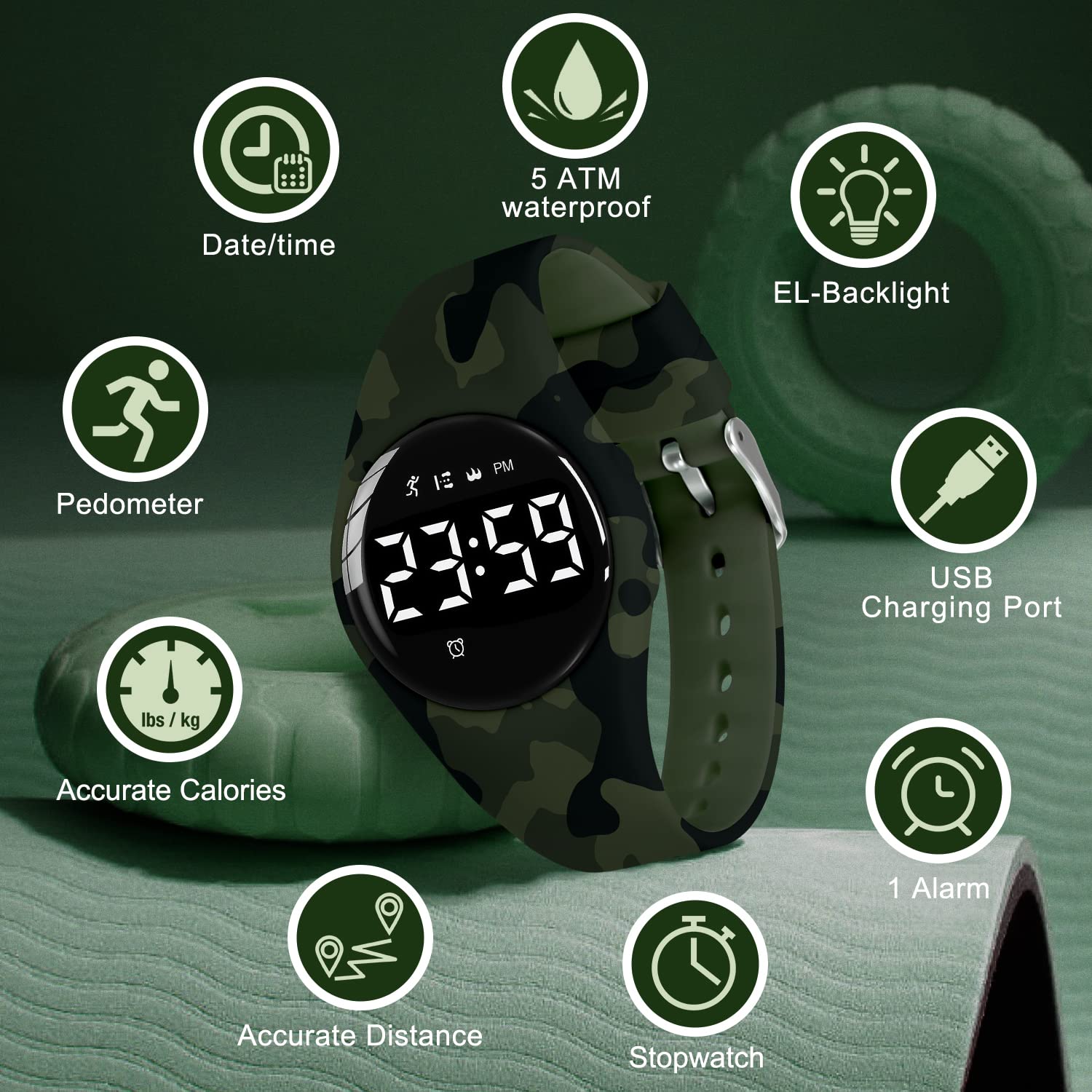 **Kids Smart Watch with Silent Vibration Alarm, Stopwatch, Step Counter, Distance & Calorie Tracker – Perfect for Boys & Girls – Ideal for School, Sports & Outdoor Activities**