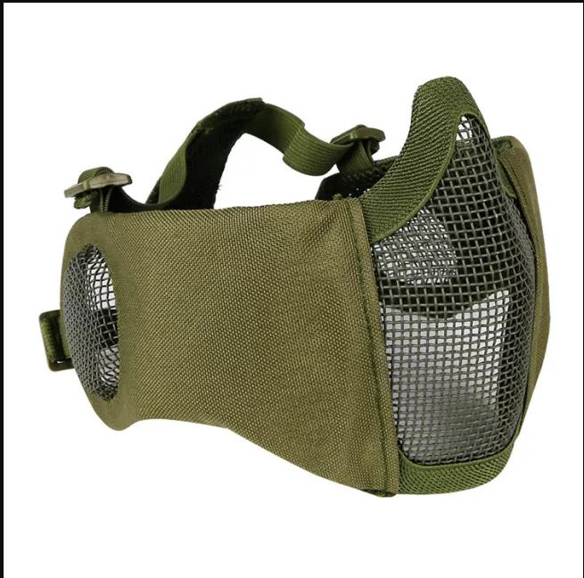 Tactical Protective Mask V1 - Steel Mesh Face Shield with Ear Protection for Airsoft, Paintball & Outdoor Sports Safety Gear