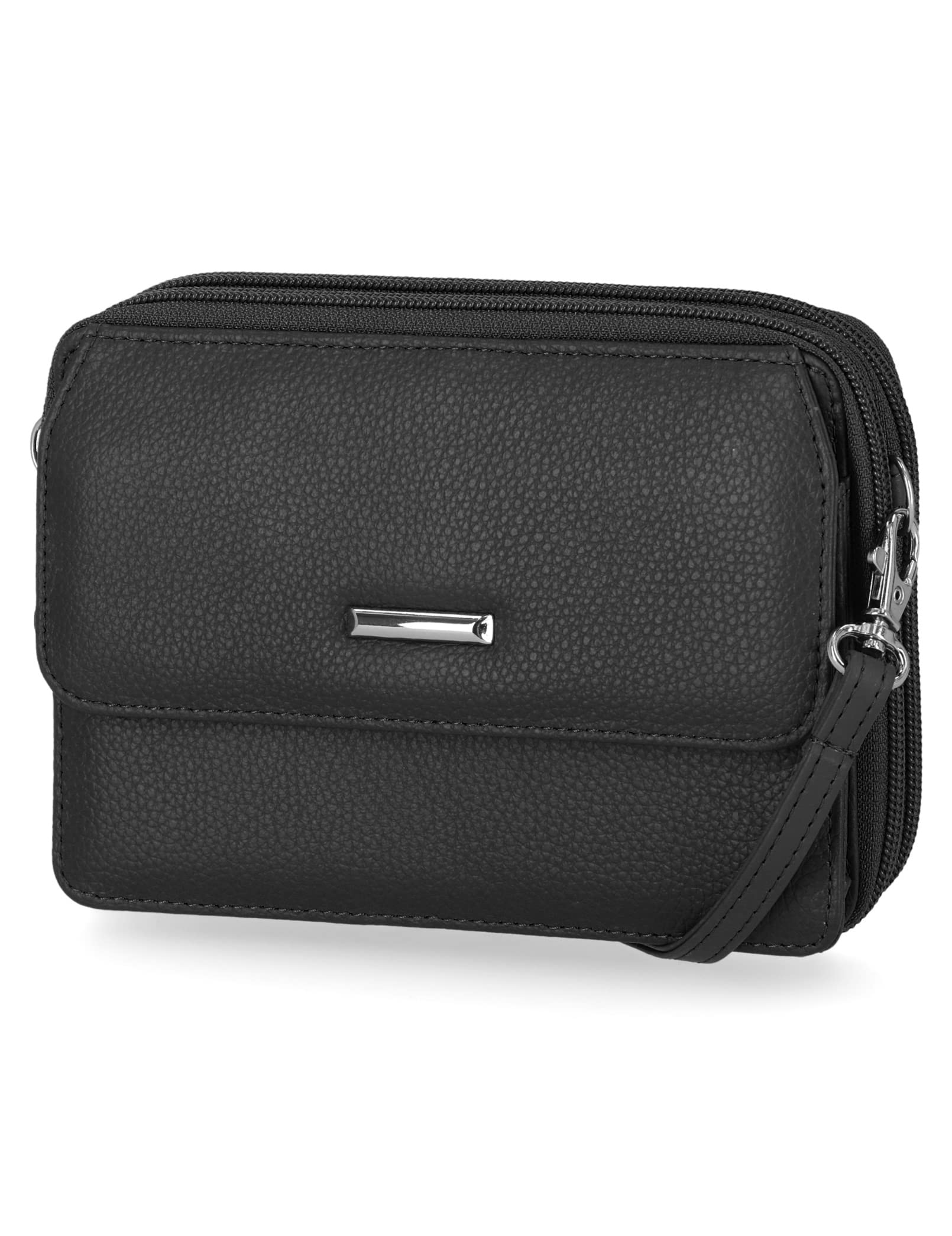RFID Blocking Leather Crossbody Wallet for Women with Phone Pocket - Stylish & Secure Travel & Everyday Use