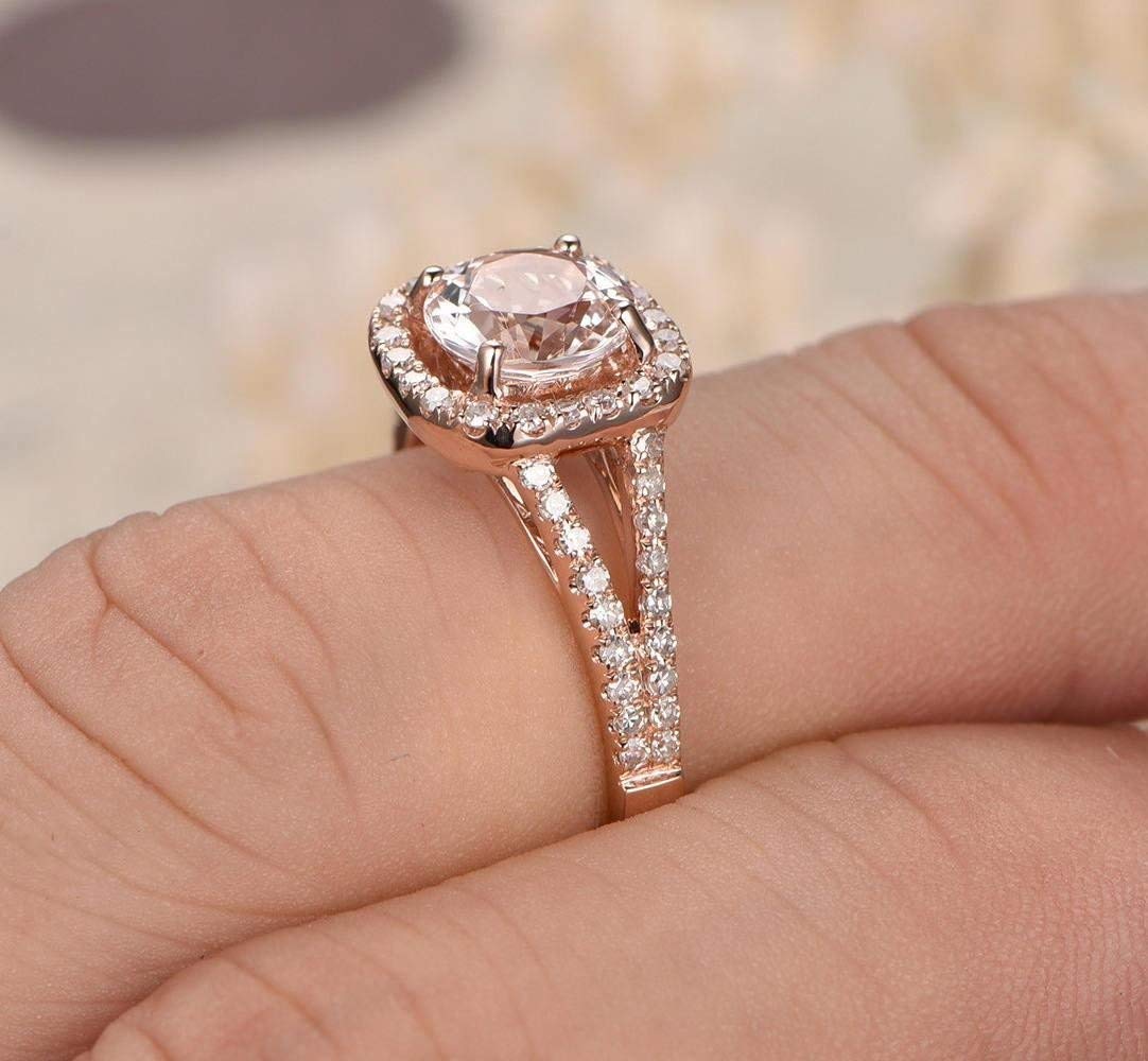 1.25ct Halo Morganite & Diamond Engagement Ring 18k Gold for Women - Perfect for Proposals & Anniversaries