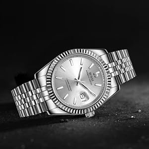 BUREI Men's Automatic Mechanical Watch - Luxury Business Stainless Steel Waterproof Self-Winding Watch for Men | Perfect for Office, Formal Events & Everyday Wear