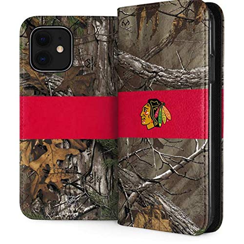 Officially Licensed NHL Chicago Blackhawks Realtree Xtra Camo Faux-Leather Wallet Phone Case for iPhone 12 - Slim Protective Cover with Card Slots - Perfect for Hockey Fans, Outdoor Enthusiasts & Daily Use
