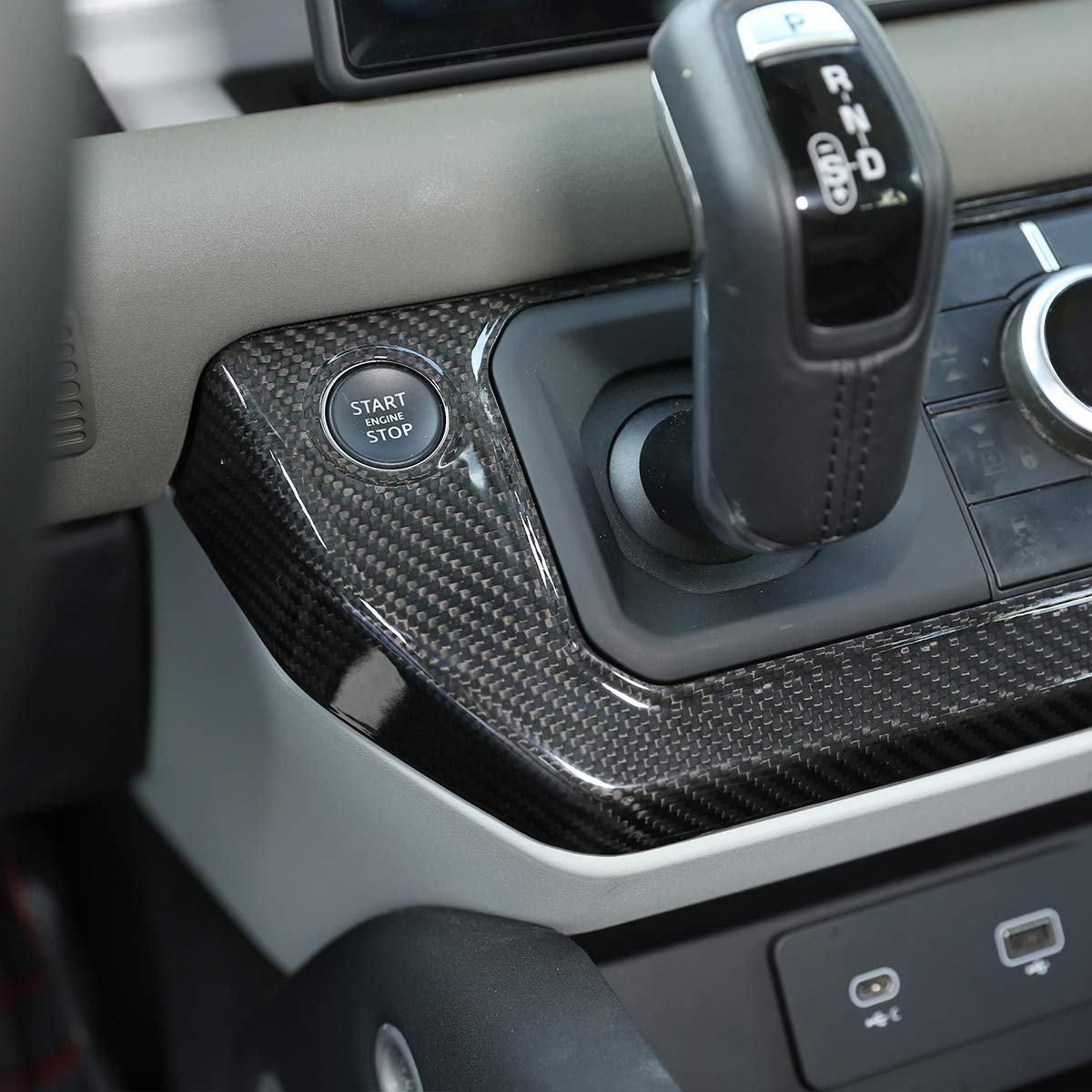 Genuine Carbon Fiber Center Console Trim Cover for Land Rover Defender 110 (2020-2023) | Premium Car Interior Accessories | Style A | Enhance Your SUV's Luxury Interior for Off-Road Adventures & Daily Commute