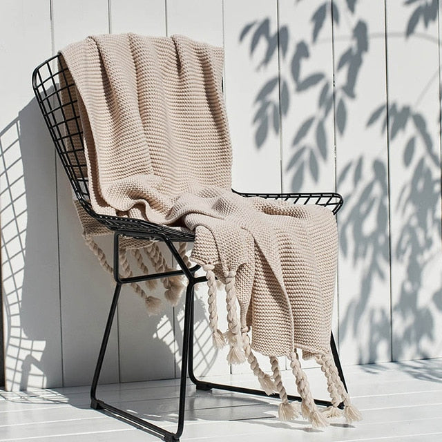 Cleo Crochet Blanket with Tassels - Soft Handmade Boho Throw for Bed, Sofa & Nursery - Perfect for Cozy Nights, Home Decor & Baby Gifts