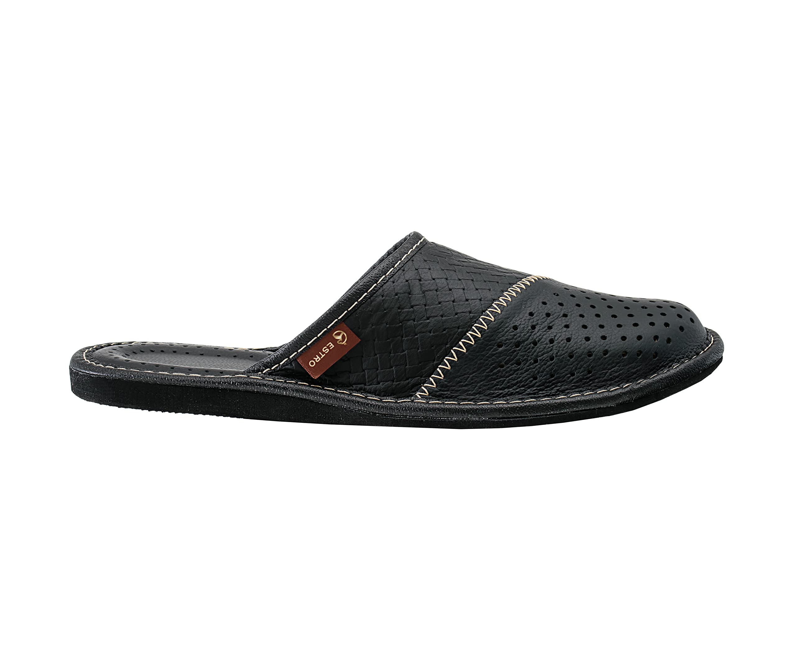 ESTRO Men's Genuine Leather Slippers - Comfortable House Shoes & Indoor Mules for Men - Perfect for Home, Lounge & Backyard Relaxation (Style M55)