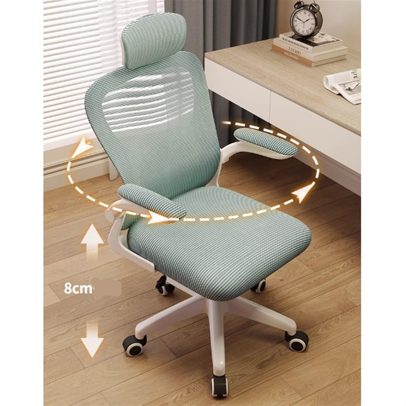 Ergonomic Office Chair with High Back, Headrest & Adjustable Armrests - Mesh Executive Desk Chair with Nylon Wheels (Pink) - Perfect for Home Office, Gaming & Workspace Comfort