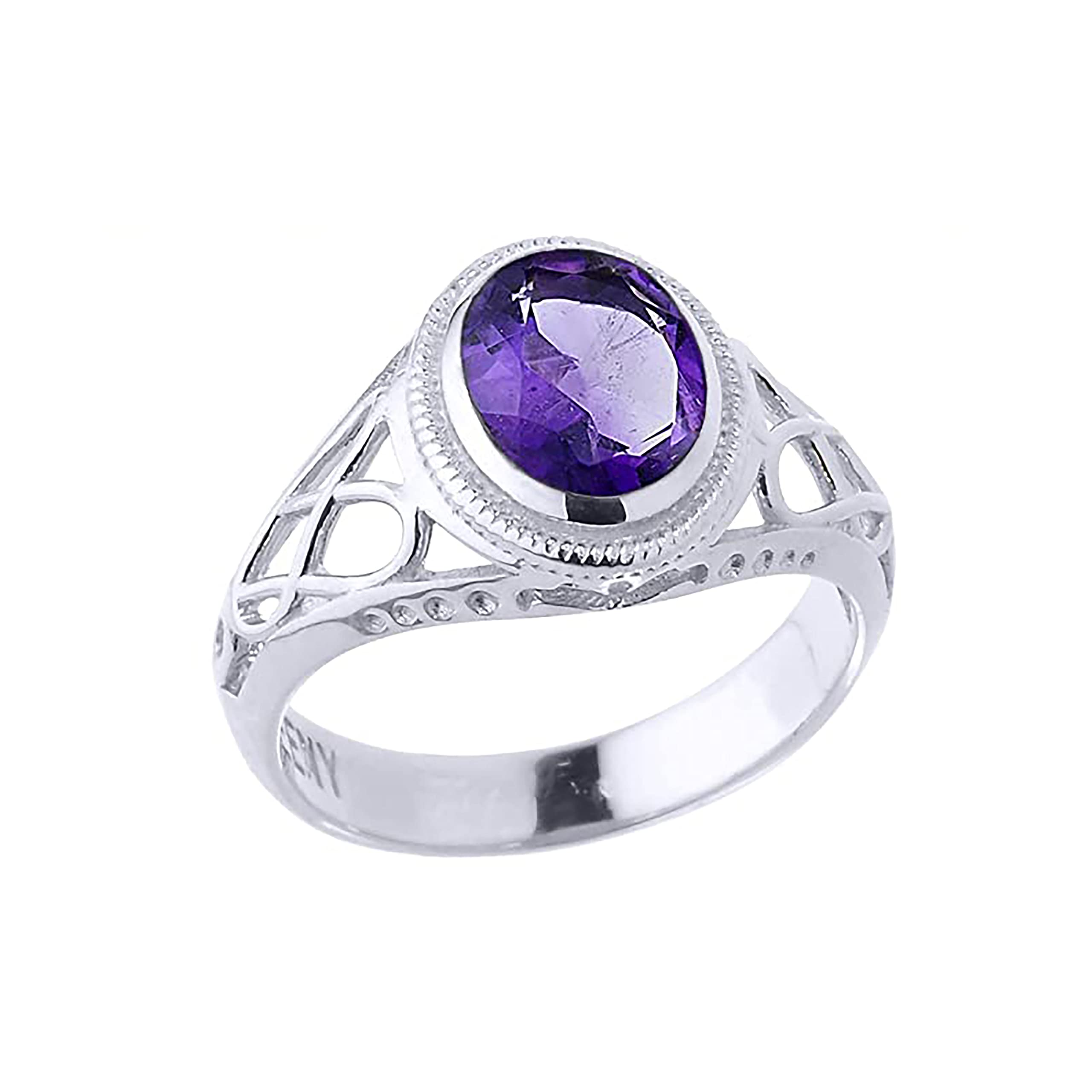 14K White Gold Trinity Knot Celtic Ring with CZ Birthstone - Personalized Women's Jewelry for Birthdays, Anniversaries & Irish Heritage Celebrations