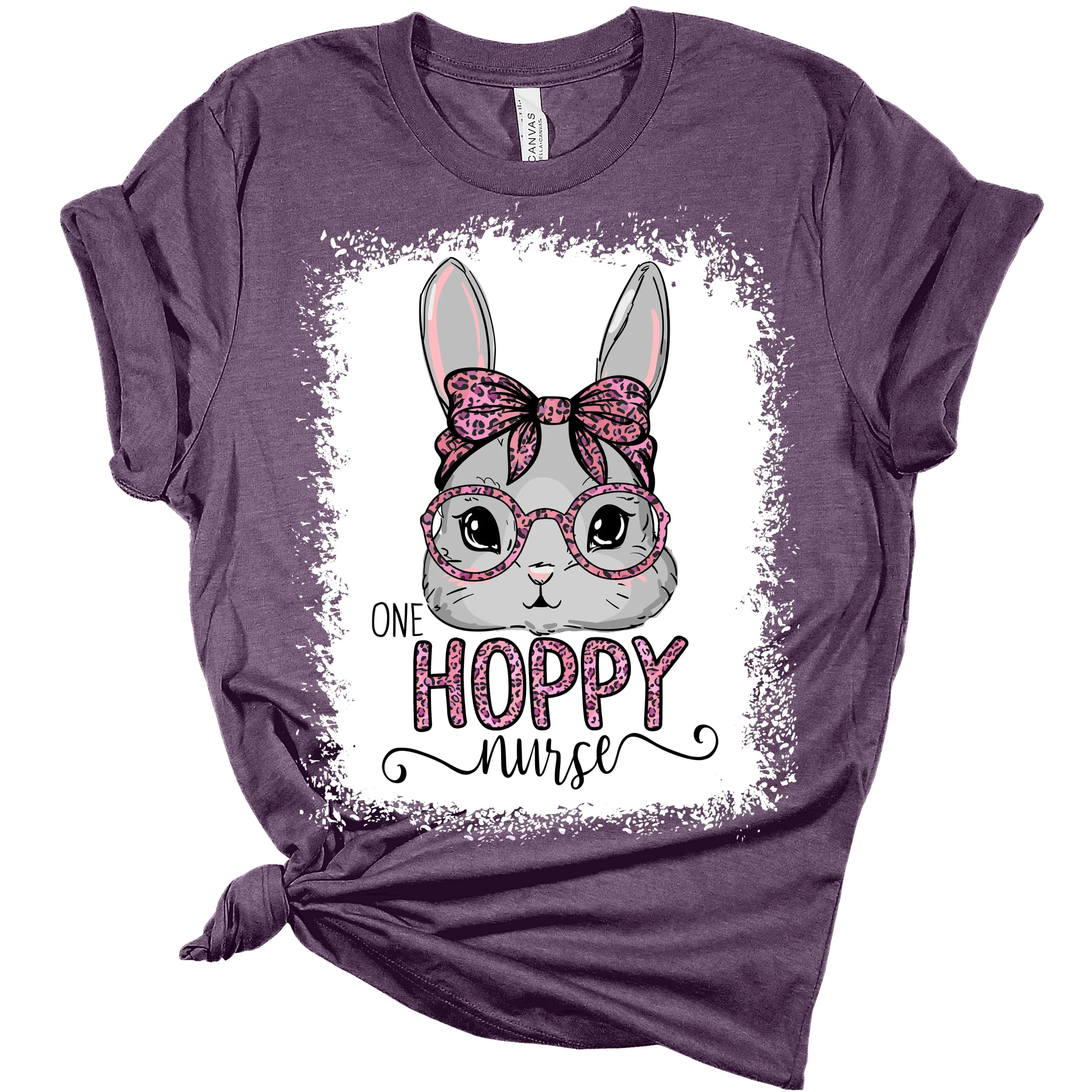 Funny Easter Bunny Graphic T-Shirt for Women - Cute One Hoppy Nurse Design - Perfect for Easter Parties, Gifts & Casual Wear