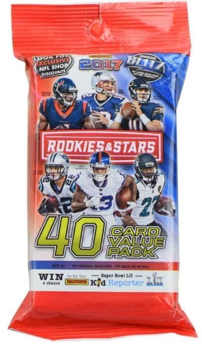 **2017 Panini Rookies and Stars Factory Sealed Football Card Fat Pack with 40 Cards (Authentic) – Chance for Patrick Mahomes II Rookie Autograph & Custom Novelty Card – Perfect for Collectors, Sports Fans, and NFL Memorabilia Enthusiasts**