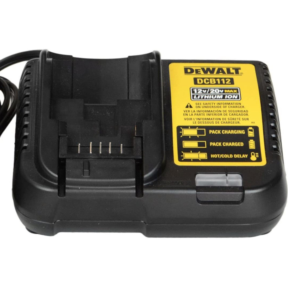 DEWALT 12V/20V Lithium Battery Charger DCB112 - Fast Charging for Power Tools - Perfect for Drills, Saws & Jobsite Use